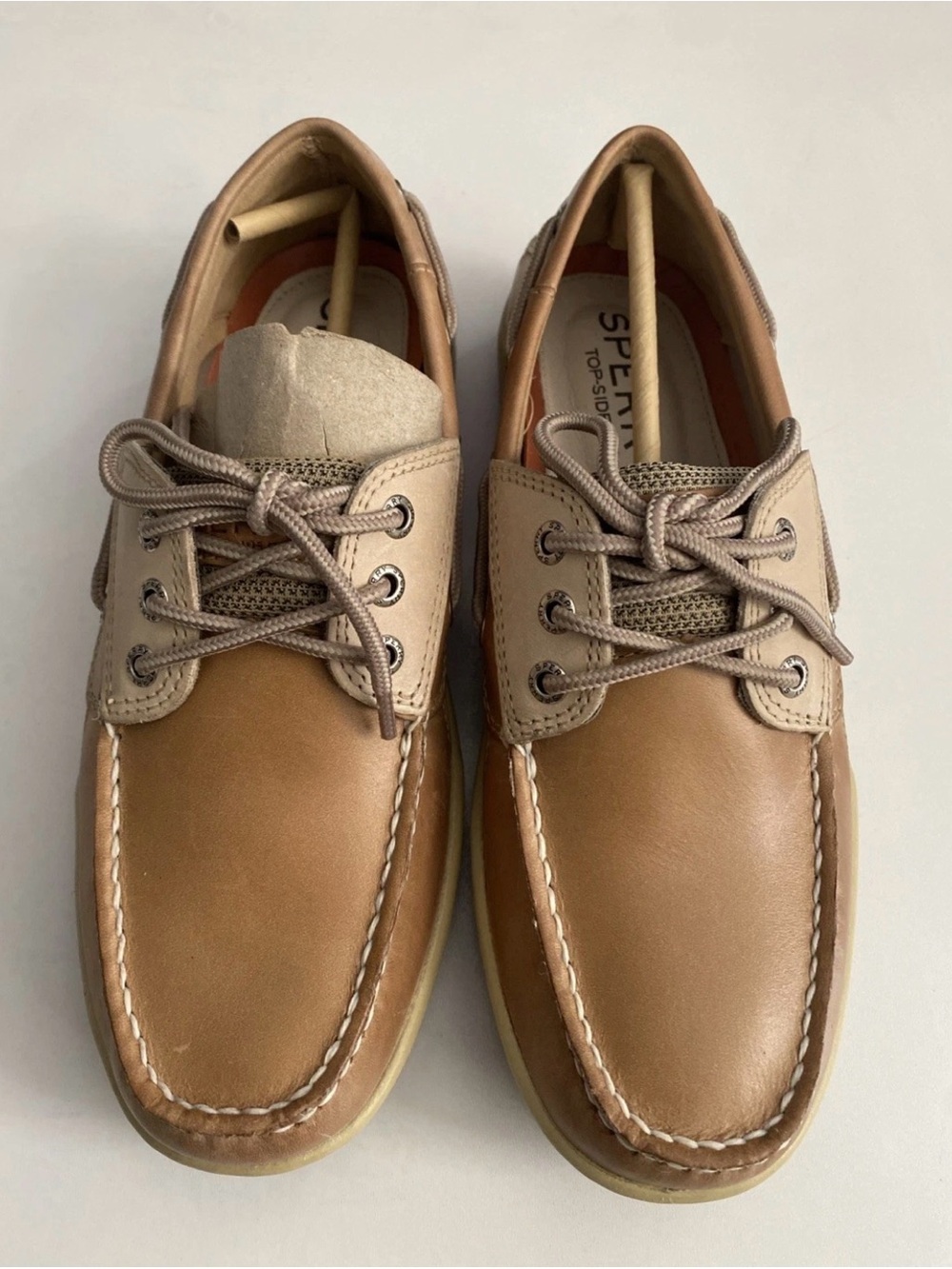 Sperry Men’s Two-Tone Brown Tan Leather Boat Shoes